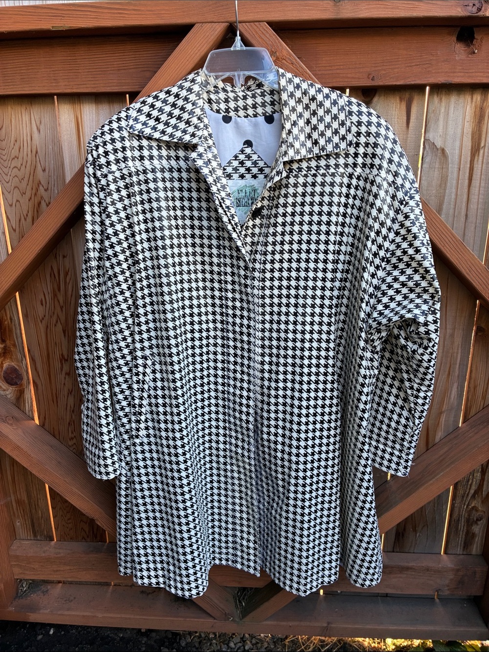 Fleet Street Black & White Houndstooth Raincoat Jacket